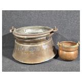 Turkish Metal  Bucket, Small Copper Pot W/Brass