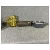 Enamel Roaster,Amber Glass Pitcher, Egg Container
