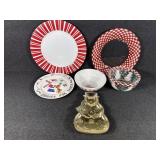 Christmas Glass Bowl, Ceramic Cookies Plate,