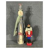 Wooden Snowman & Nut Cracker