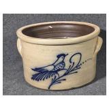 Beaumont Pottery Stoneware Crock with Cobalt Bird