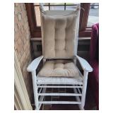 White Rocking Chair with Wicker Seat