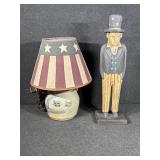 Stoneware Base Lamp w/ Flag Shade