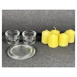 Glass Candle Holders (2) French Vanilla Candle