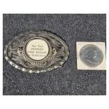 Franklin 1957 Half Dollar, Belt Buckle with