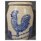 Stoneware Crock with Cobalt Blue Rooster