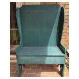 Green Wooden High Back Bench