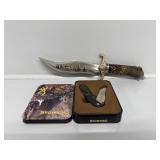 Browning Pocket Knife, Wolf Motif Etched Blade W