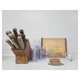 Wood Knife Block, Wood Cutting Board,Candle