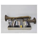 Brass Bugles (2) & Cassette Tapes 16