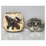 Moose Antler Belt Buckle, International Handgun