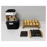 4PK Bed Risers,Wooden Reflexology Rollers(2)
