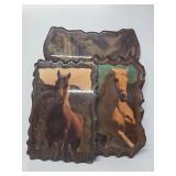Wood Plaques Of Horses Decoupage With Shellac