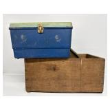 Wooden Crate,Metal Dustpan,Enamel Bowl