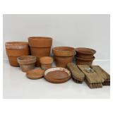 Terracotta Flower Pots, Hard Bristle Brush