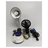 Extension Cord, Clip On Desk Lamp and Fan