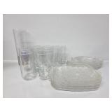 Cylinder Vase, Glass Snack Plates, Glasses