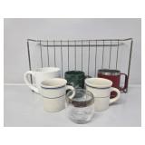 Metal Wire Rack, Ceramic Mugs & Insulated Mug