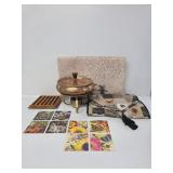 Copperware Chafing Dish, Placemats(7),Table Runner
