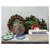Christmas Wreaths, Collectors Plates, Candles,