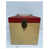 White and Red Metal Record Storage Box with