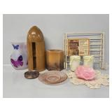 Wooden Poker Chip Holder, Vase, Candles, Racks