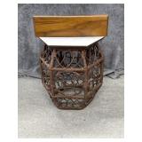 Hexagonal Top w/ Wicker Base Table & Hanging Shelf
