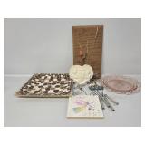 Square Mosaic Tray, Pink Depression Plate,  Angel