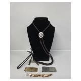 Bolo "K" Tie, Swank Sword Tie Pin,