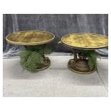 Oval Gold Toned End Tables (2)