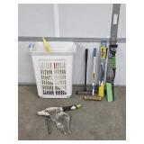 Window Squeegees, White Laundry Hamper