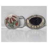 Soaring Turquoise Bird Pewter Belt Buckle, Black