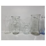 Various Sizes & Styles Of Clear Vases (5)