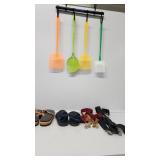 Fly Swatters (4), suspenders (3), Water Shoes