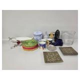 Leaf Shaped Relish Dish, Brass Trivets,Mugs