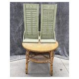 Wicker Round Table, Hanging Shutter Wall Shelf
