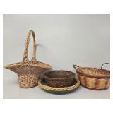 Natural Wicker Baskets Curved Handles & Woven