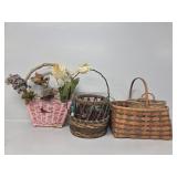 Wooden Dish Rack, Wicker Baskets, Pinecones