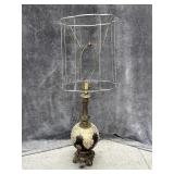 Metal Base Floral Lamp