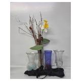 Purple Glass Vase, Clear Vases, Aprons(2)