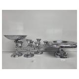 Silver Tone Pedestal Bowl, Silver Tone