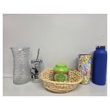 Clear Glass Vase, Love Glass, Wicker Basket, Cap