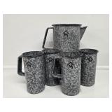 Marlboro Grey Graniteware Pitcher with Mugs(4)