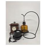 Quartz Desk Clock, Glass Amber Colored Hanging