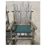 Rustic Wooden  Rocking  Chair W/Green Pad