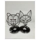 Metal Bear and Wolf Wall Decor, Plastic Small