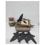 Primitive Crow Towels(2), Crow Valances(3),