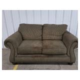 Green Striped Upholstered Loveseat