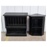 Black Plate Cabinet, Black Corner Shelf