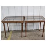 Wooden End Tables with Glass Tops(2)